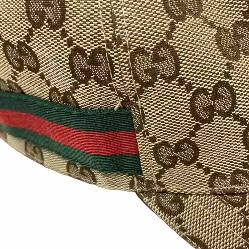 100% Authentic GUCCI Original GG Baseball Cap 200035 Beige Brown Multi Polyester - Picture 6 of 9